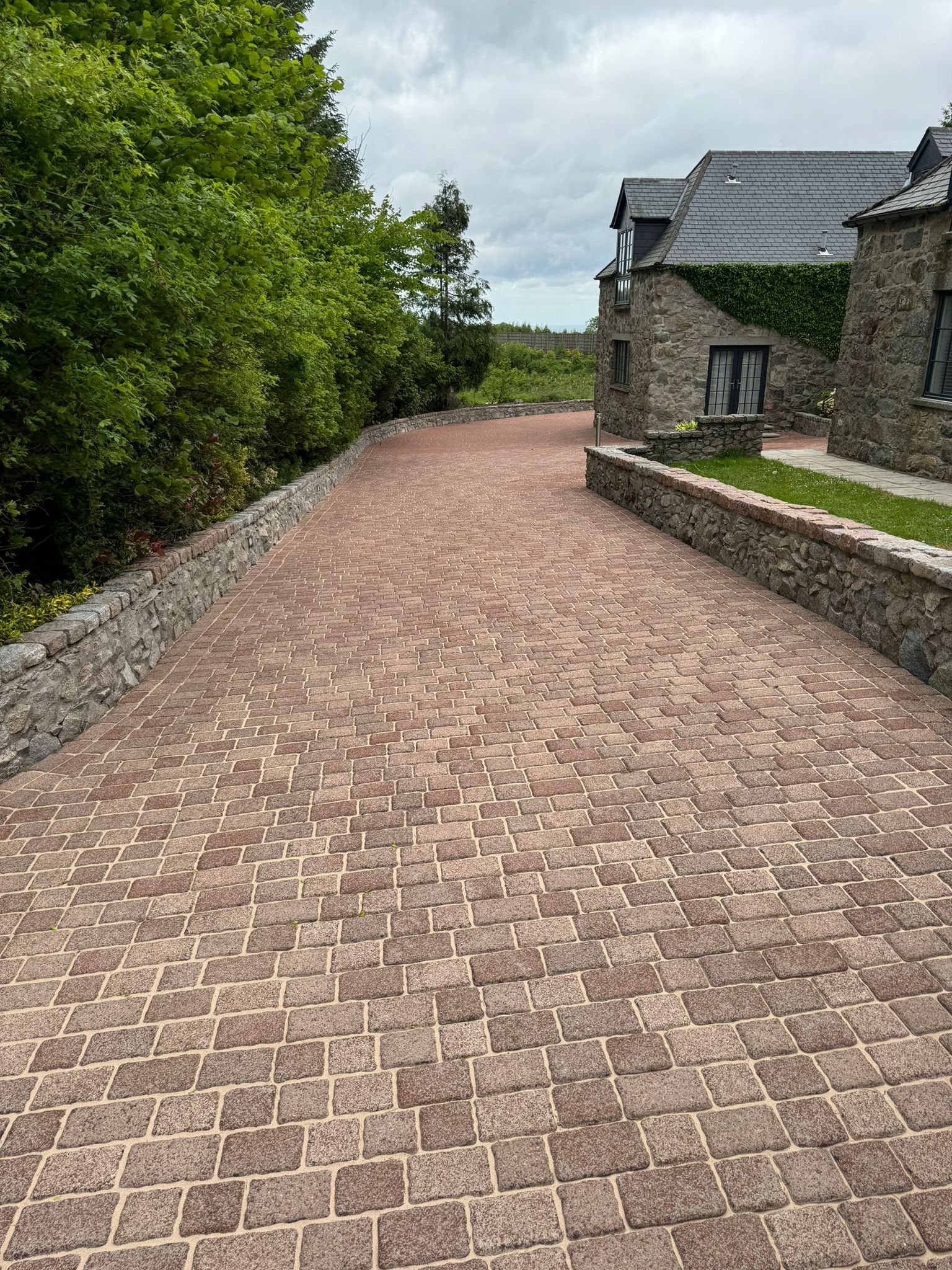 Large Aberdeen driveway re-sanded after pressure washing