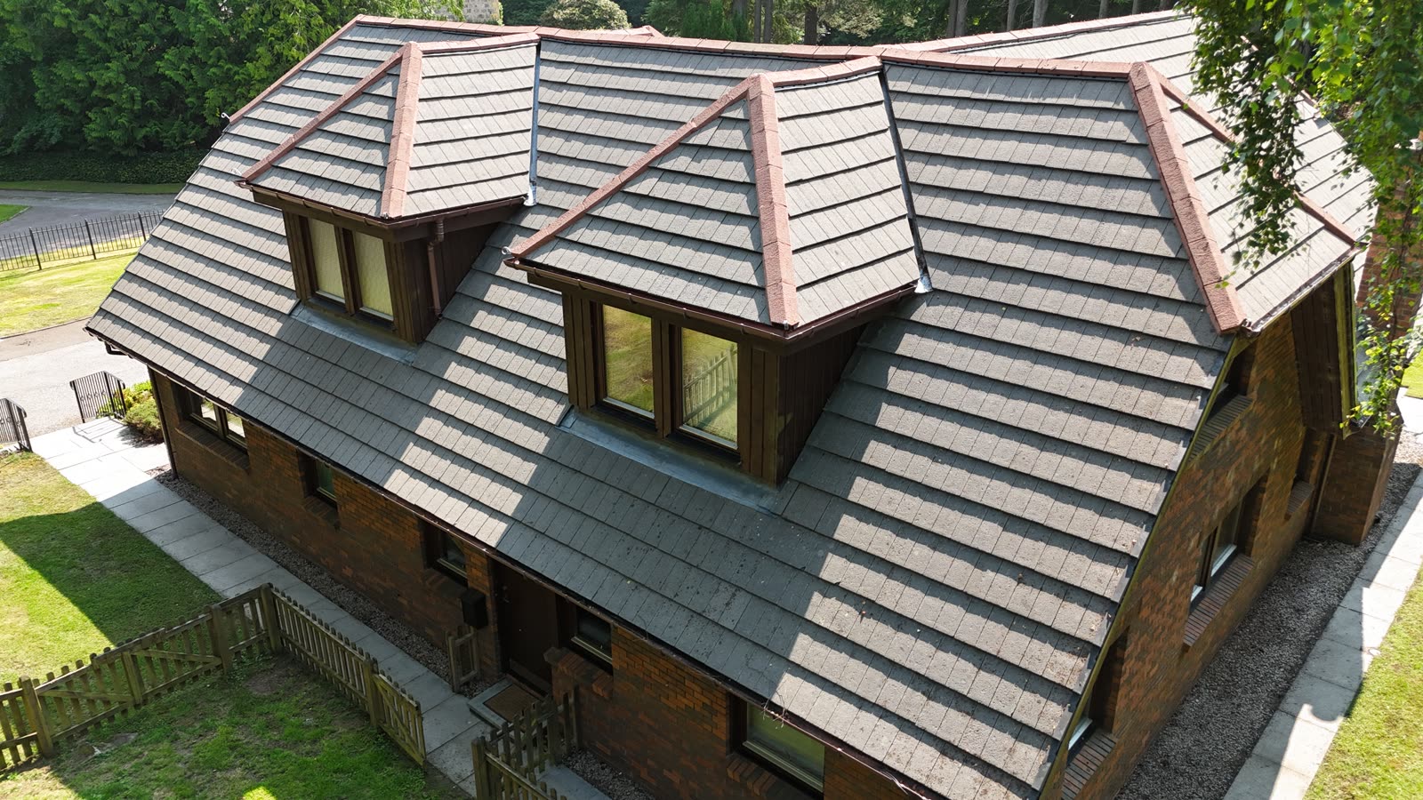 The same roof after cleaning and moss treatment
