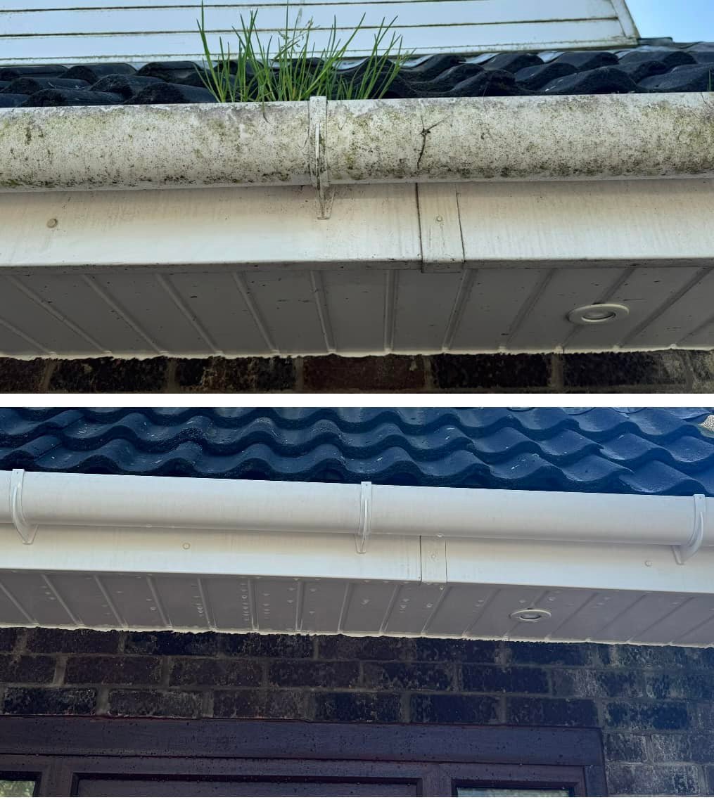 Cleared and flushed gutter run on an Aberdeen home by Granite City Jetters